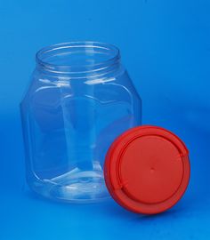 Colorful Cover Transparent Plastic Jar , Large Capacity Food Storage Can